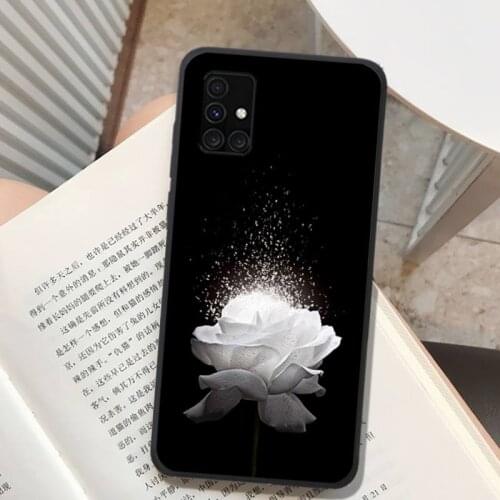 Beautiful black white Rose flower Phone Case for Samsung A91 01 10S 11 20 21 31 40 50 51 52 70 71 72 80 A2 CORE A10