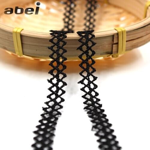 5yards/lot 1.1cm DIY Fabric Lace Trims Handmade zig zag Black Water Soluble Embroidered lace Ribbon Clothing Accessories