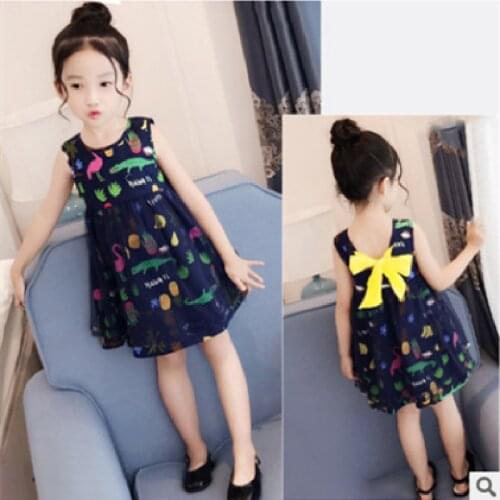 Summer Dress 2021 New Cotton Cherry Sleeveless Floral Vest Children Korean Princess Dress Toddler Girl Clothes