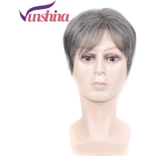 Vunshina Men Synthetic Wig Silver Grey Short Straight Heat Resistant Natural Wigs For Male Fake Hair Fleeciness Realistic Toupee
