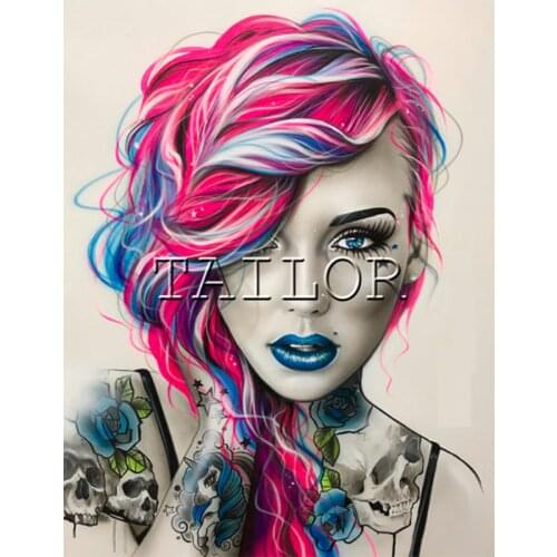 Cuadros full square 5d diamond painting kit set Woman beauty tattoo color complet embroidery Cross stitch mosaic dirll drawing
