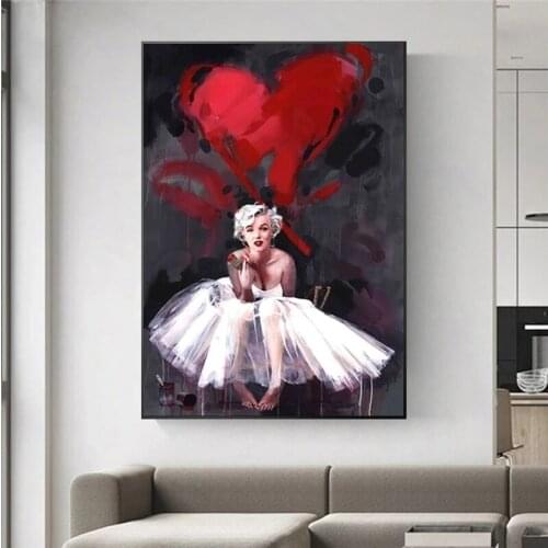 Cuadros Marilyn Monroe Abstract Portrait Paintings on Canvas Wall Art Postesr and Print for Girls Room Decor Wall No Frame