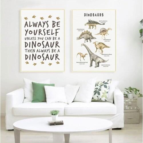 Boy Room Wall Art Print Dinosaur Canvas Painting Modular Print Playroom Chart Educational Picture Nursery Kids Room Decor