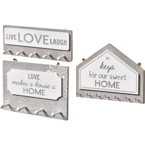 Home Decorative Wooden Hanging Plaque Sign with Hooks Wall Mounted Wood Sign with Coat Hat Key Holder for Kitchen Room