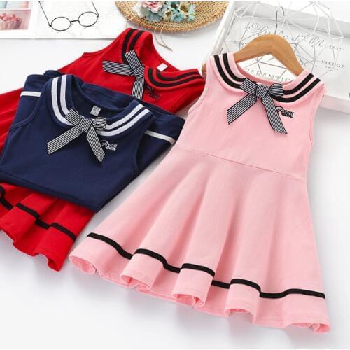 Girls dresses for party and wedding clothes summer toddler kids vest dress baby naval style dresses childrens princess dress