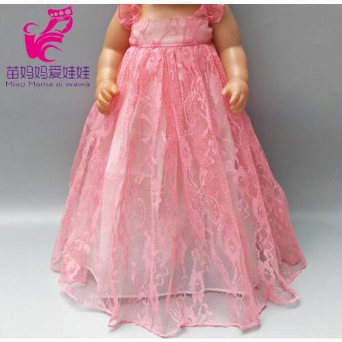 Fits for 43cm baby dolls Pink lace long dress 18inch dolls party dress children girl gift toys