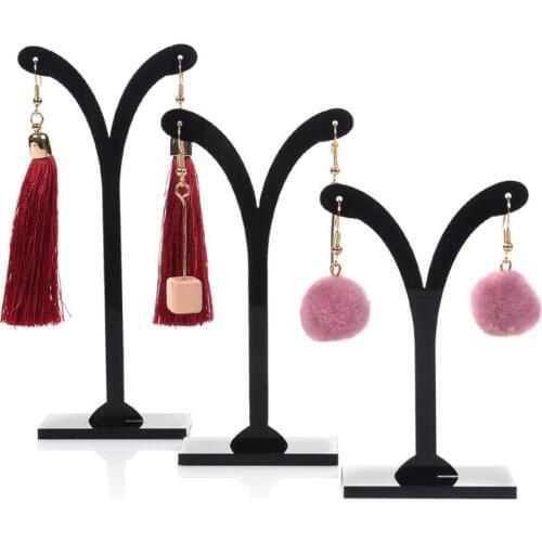 3 PCs/Set Black Transparent Different Height Acrylic Earrings Display Stand Jewelry Organizer Holder Removable Jewelry Display