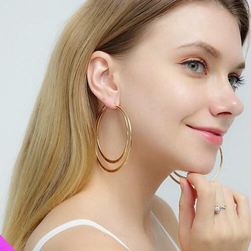 Exaggerated 2 large round combination earrings 2 colors jewelry gifts for ladies and girls fashion jewelry 2021 new