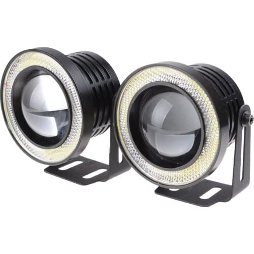 FEEDOPAL 2PCS 2.5-inch COB Angel Eye Fog Light IP65 Waterproof 30W LED Car Corner Eye with Aperture DRL Light Work Light