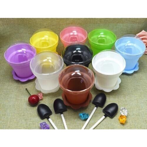 DIY Cake Baking Utensils Pots Potted Cake Cup With Spoons Cover Baking & Pastry Tools Also As Flower Pot New, 500pcs/lot