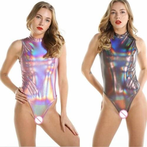 Sexy Lingerie Leather Women Female Bodysuit Plus Size Open Zipper Latex Bodycon Dress Ladies Leather Catsuit Sexi Pole Dance