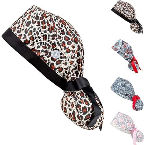 Gorro enfermera Scrub Cap With Buttons Bouffant Hat With Sweatband for Womens and Mens Nurse gorros quirurgicos slippers women