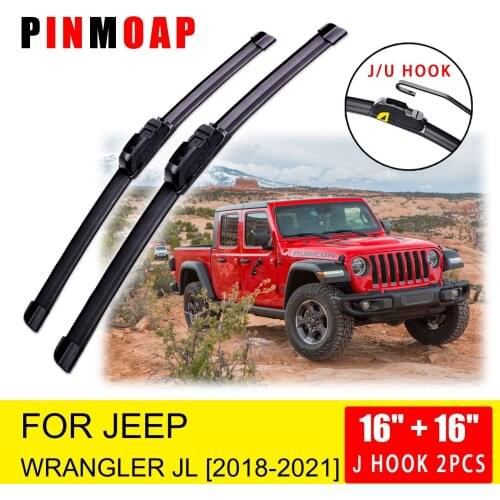 For Jeep Wrangler JL Sport S Sahara Rubicon 2018 2019 2020 2021 Front Wiper Blades Brushes Cutter Accessories U J Hook