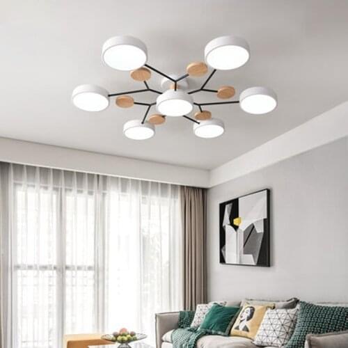 Nordic living room lamp simple modern solid wood Japanese style led creative macaron room restaurant bedroom ceiling lamp