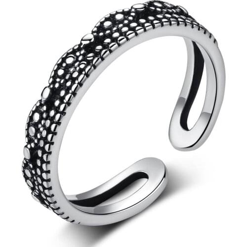 Stackable Antique Vintage 925 Sterling Silver Adjustable Ring For Women Designer Korean Statement Jewelry Gifts