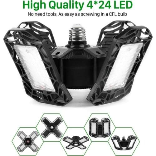 360 Degrees LED Garage Light Deformable Ceiling Light For Home Warehouse Workshop Folding Three-Leaf Deformation Lamp Cocina