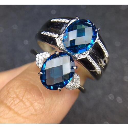 Topaz Ring The Best Anniversary gift For Your Lover Couple Rings Natural Topaz Lovers Ring 925 sterling silver