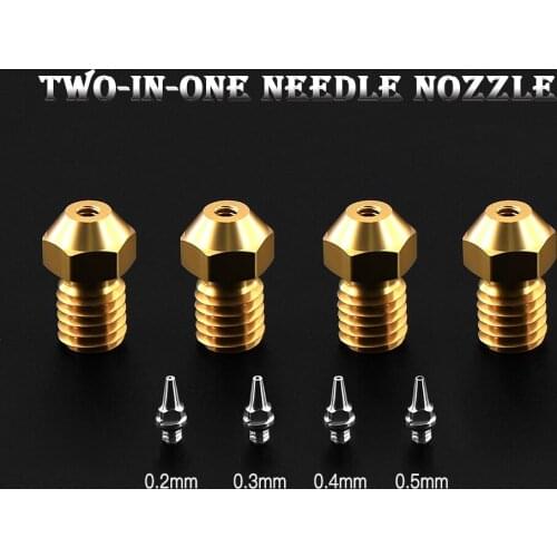 3D Printer Parts M6 V5 V6 Nozzle Airbrush Adapter Set 0.2/0.3/0.4/0.5mm Removable Stainless Steel Tips For E3D V6 Hotend 1.75mm