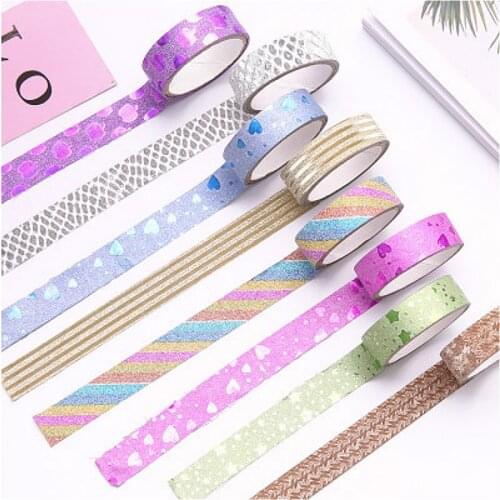 1pc Kawaii Cute Silver Golden Glitter Washi Tape Scrapbooking Christmas Party Wedding Home Decor Decorative Paper Crafts Hot