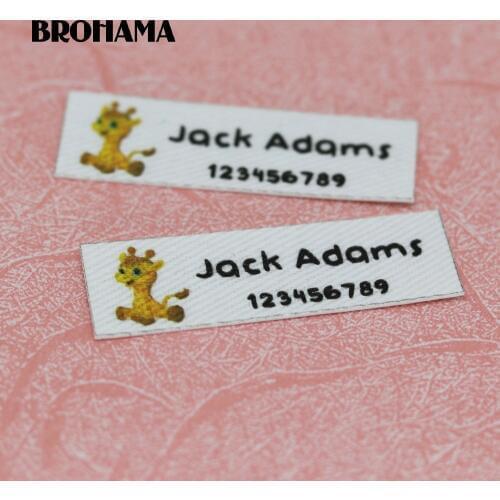 120 pieces Custom logo labels, Name iron on label, Custom Clothing tags, Organic Cotton Labels