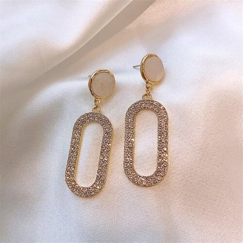 2020 new design fashion jewelry luxury full crystal earrings exaggerated rectangular earrings wedding party earrings for women