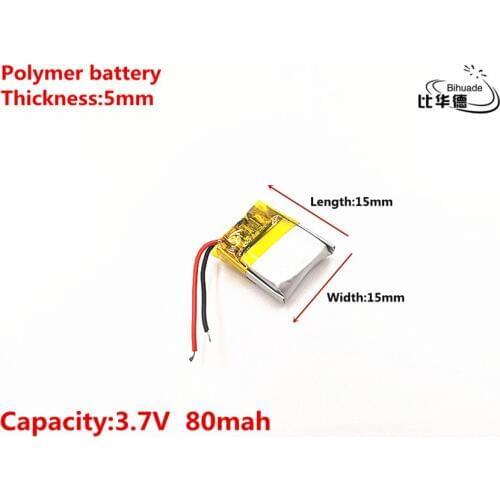 3.7V 80mAH 501515 Polymer lithium ion / Li-ion Rechargeable battery for DVR,GPS,mp3,mp4