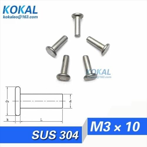 [304-M3*10]100PCS Free Shipping SUS304 stainless steel M3 Screw Series flathead blind rivets M3*10mm rivets