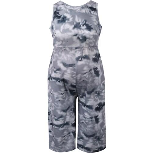 #58 Pantalón Embarazada Maternity Clothes Women Summer Sleeveless Maternity Tie-dye Casual Jumpsuit Pants Maternal Y Lactancia