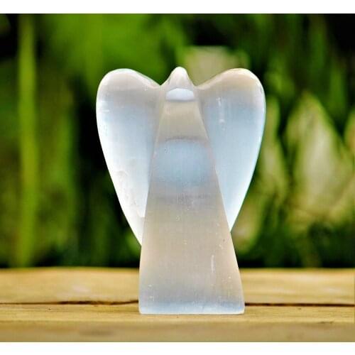 Natural white selenite crystal metaphysical heart-shaped cherub
