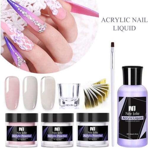 Acrylic Powder Natural Dry Long Lasting French Nail Liquid Nail File Glass Pen Set for Nail DIY Nail Salon Nail Art Set