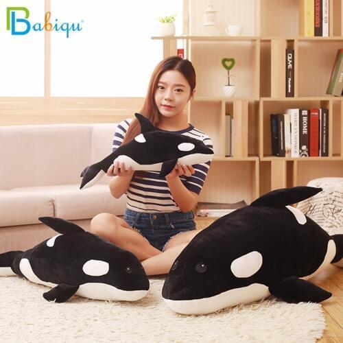 Babiqu 1pc 50-120cm Whale Doll Pillow Orcinus Orca Black and White Shark Plush Stuffed Animal Toys Kids Boys Girls Cute Gifts