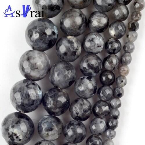 Natural Stone Faceted Labradorite Larvikite Loose Round Beads For Jewelry Making 4/6/8/10/12mm Diy Bracelets Accessories 15"