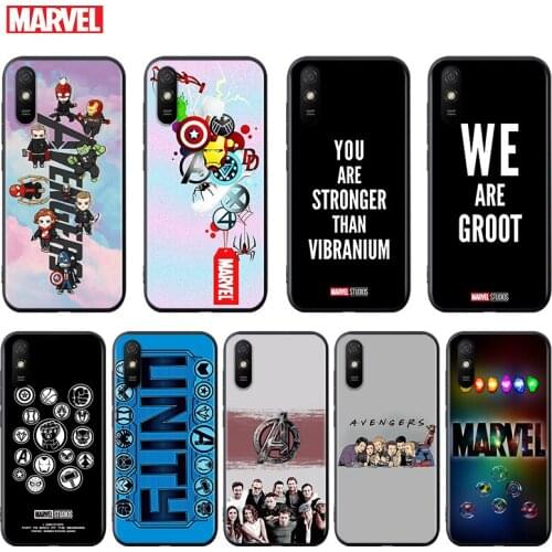 Silicone Cover Marvel Avengers cute text logo For Xiaomi Redmi K40 K30i K30T K30S K20 10X GO S2 Y2 Pro Ultra Black Phone Case