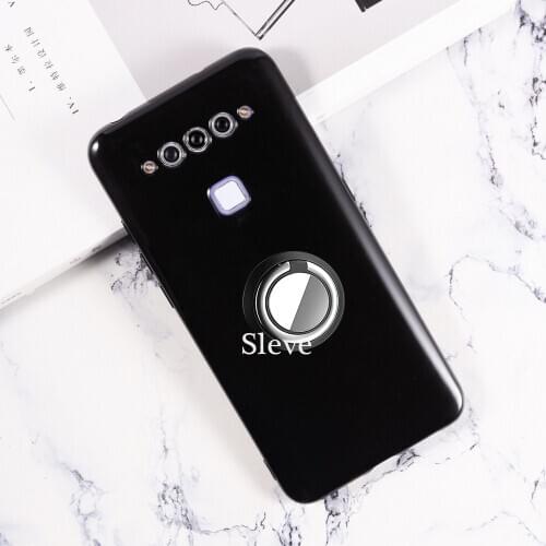 Metal Ring Bracket Case For TCL Plex Soft Soft Glossy Silicone Back Lens Protection Cover For TCL Plex T780H 6.53"