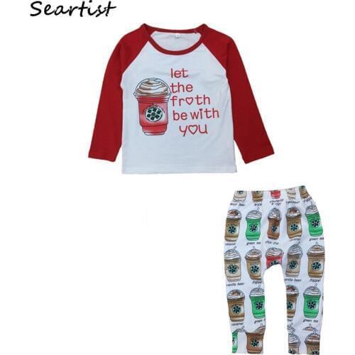 Seartist Baby Boys Girls Suits Children Clothing Set 2Pcs Long Sleeve Tshirts+Pants Kids Autumn Coffee T Shirt 2021 New 40