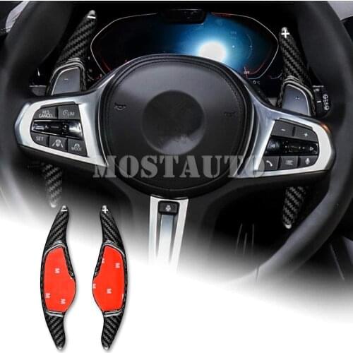 For BMW 3 5 6 7 8Series G20 G30 G32 G11 G12 G14 G15 Carbon Fiber Paddle Paddle Shift Steering Wheel Shifter Extension Black/Red