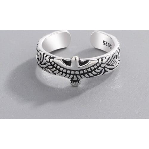 VENTFILLE 925 sterling silver Eagle Ring Cute Small Animal Jewelry Lady Open Ring jewelry Gifts