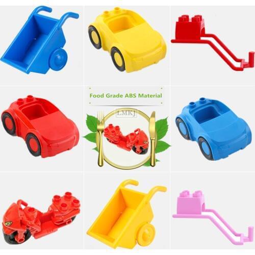 DIY Big Size Vehicles Motorcycle Trolley Racing Cars Bricks Toys Building Blocks For Kids Gifts