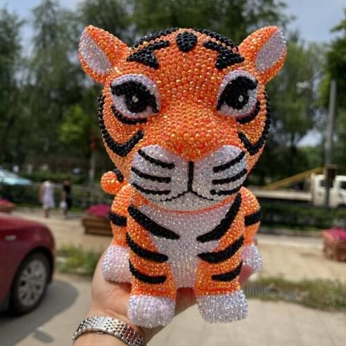 Inlaid diamond tiger piggy bank cute doll cashbox animal coin bank home decoration adult piggy bank cartoon birthday savings box