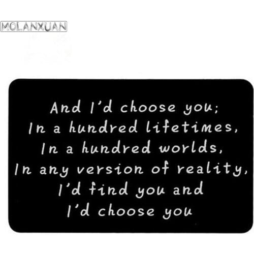 Engraved With Love Message Card Wallet Insert Valentines Day Present Couple Gifts