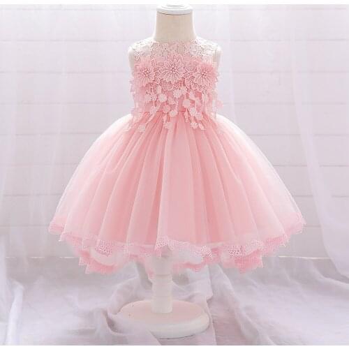 Summer Dress Newborn Baby Girl Dress Infantil Full Moon Dress Stitching Lace Sleeveless Princess Dress Girl Birthday Party Dress