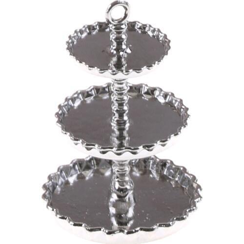 Metal 3 Tiers Food Cake Miniature Dollhouse Bakery Display Stand Tray Play Doll House Simulation Kitchen Toys Novelty 1:12 Scale