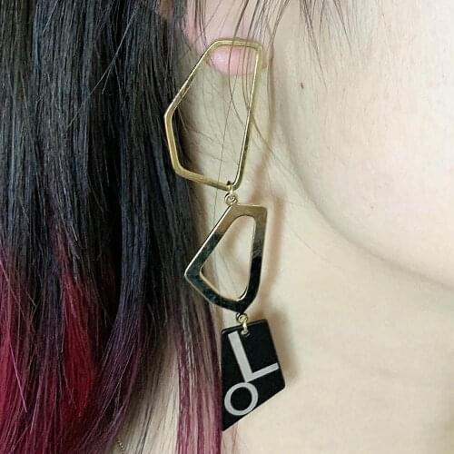 Fancyin fashion Letter Love Earring Simple Alloy Drop Dangle Earring For Women Ear Jewelry