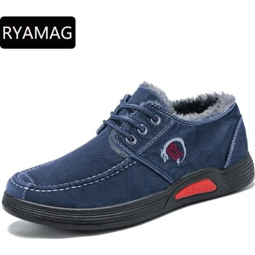 RYAMAG Cotton Shoes 2021 Winter New Style Mens Shoes Thickened Shoes Mens Warm Cotton Boots Casual Velvet Canvas Shoes Men