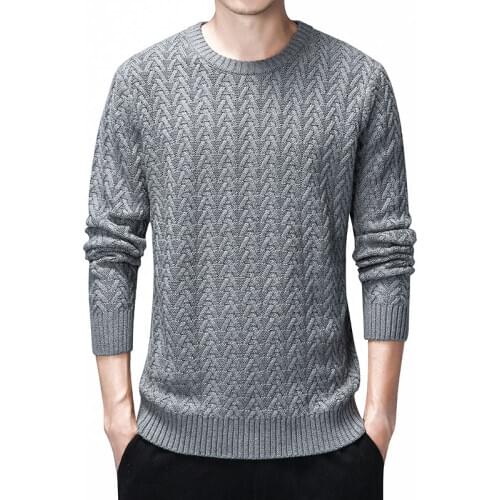 100% Cotton Sweater Men 2020 Fall/Winter Slim Mens Sweater Pattern O-neck Pull-on Christmas Sweater Black 3XL