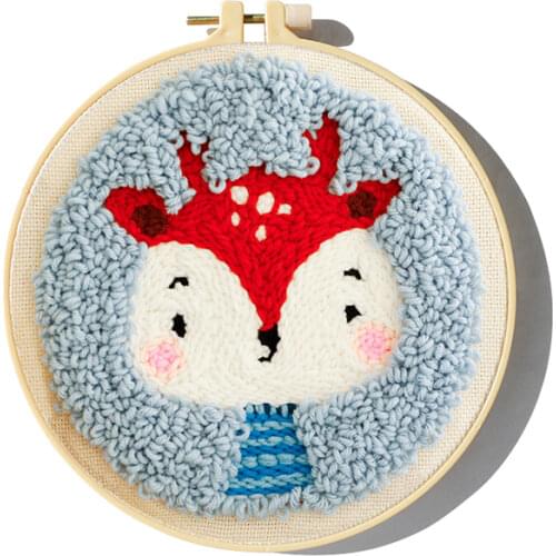 Flou Punch Needle Embroidery Kit for Beginners Easy Embroidery DIY Needlework Wool Work Home Decor Embroidery Set