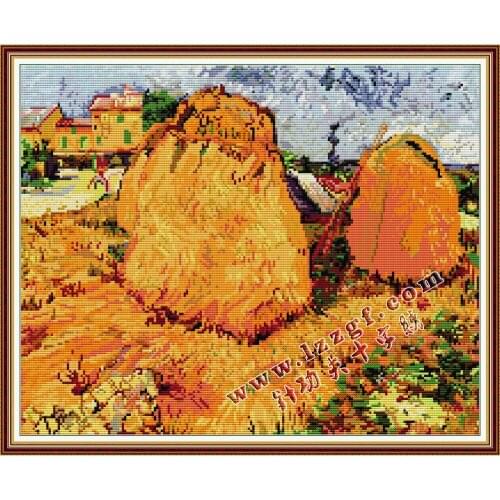 Everlasting Love Van Gogh-Haystacks In Provence Chinese Cross Stitch Kits Ecological Cotton 14CT Wedding Decoration For Home