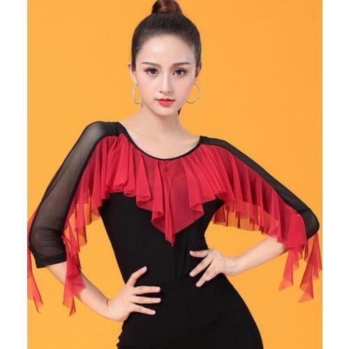 2019 new Sexy Dance Clothes top Women Latin Salsa Rumba Chacha Dance jacket Performance Practice Costume YR0814