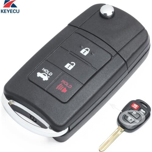 KEYECU New Flip Remote Key Shell Case Fob 4 Button for Toyota Camry 2012 2013+Uncut TOY43 Blade