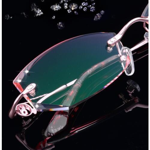 Rimless eyeglasses diamond trimming glasses eye glasses for women beautiful temperament prescription glasses myopia hyperopia